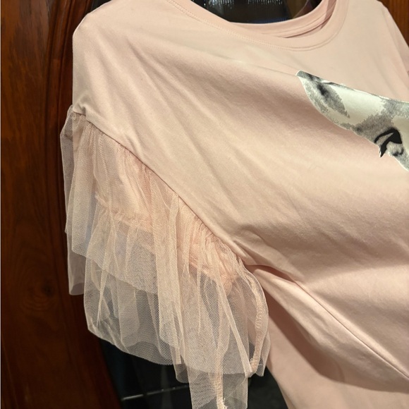 Nothingless Graphic Tulle Sleeve Top - Picture 5 of 8